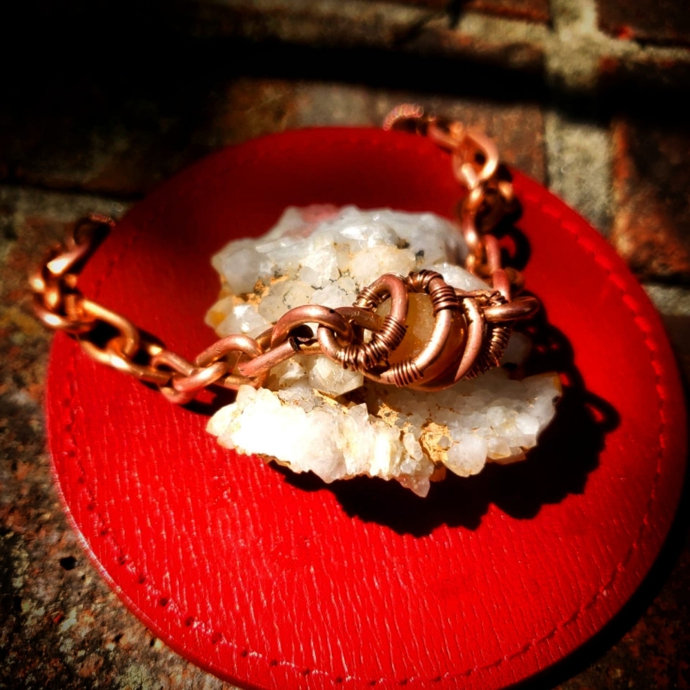 Copper Wrapped Citrine Chain Bracelet